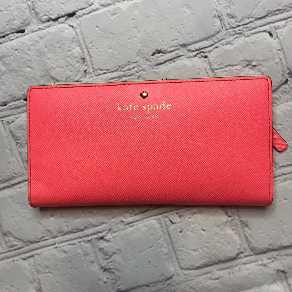 Kate Spade snap wallet. Bright coral